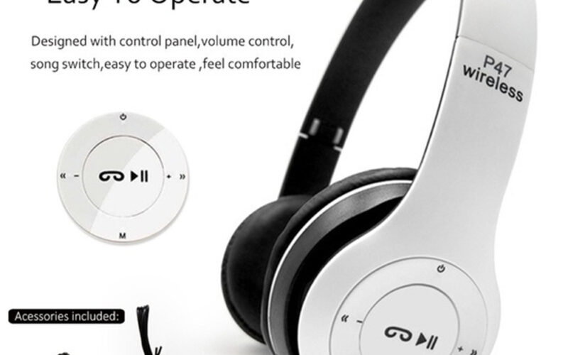 P47 Bluetooth Headset Foldable Wirless Stereo Earphone Support MP3 TF Card With Mic Widely Compatible Headphone Matte white