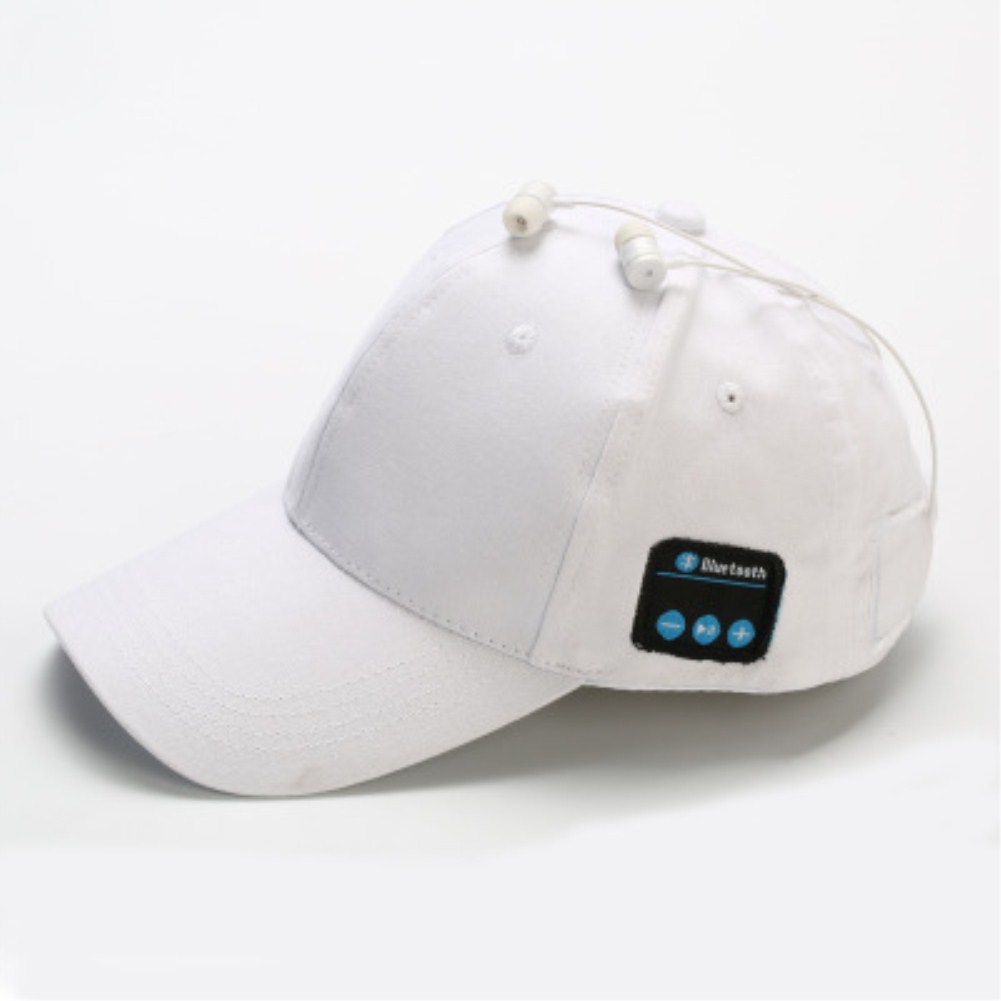 Wireless Bluetooth Earphones Sport Music Cal Baseball Cap Ourdoor Headset white